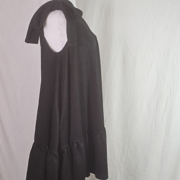 Free People Avery One Shoulder Black Mini Dress Sz M Ruffle Hem,Pockets - Picture 4 of 14